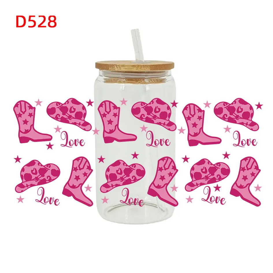 Cow girl Uv Dtf Libbey Cup Wrap Iron On Transfer For Glass 16oz D529