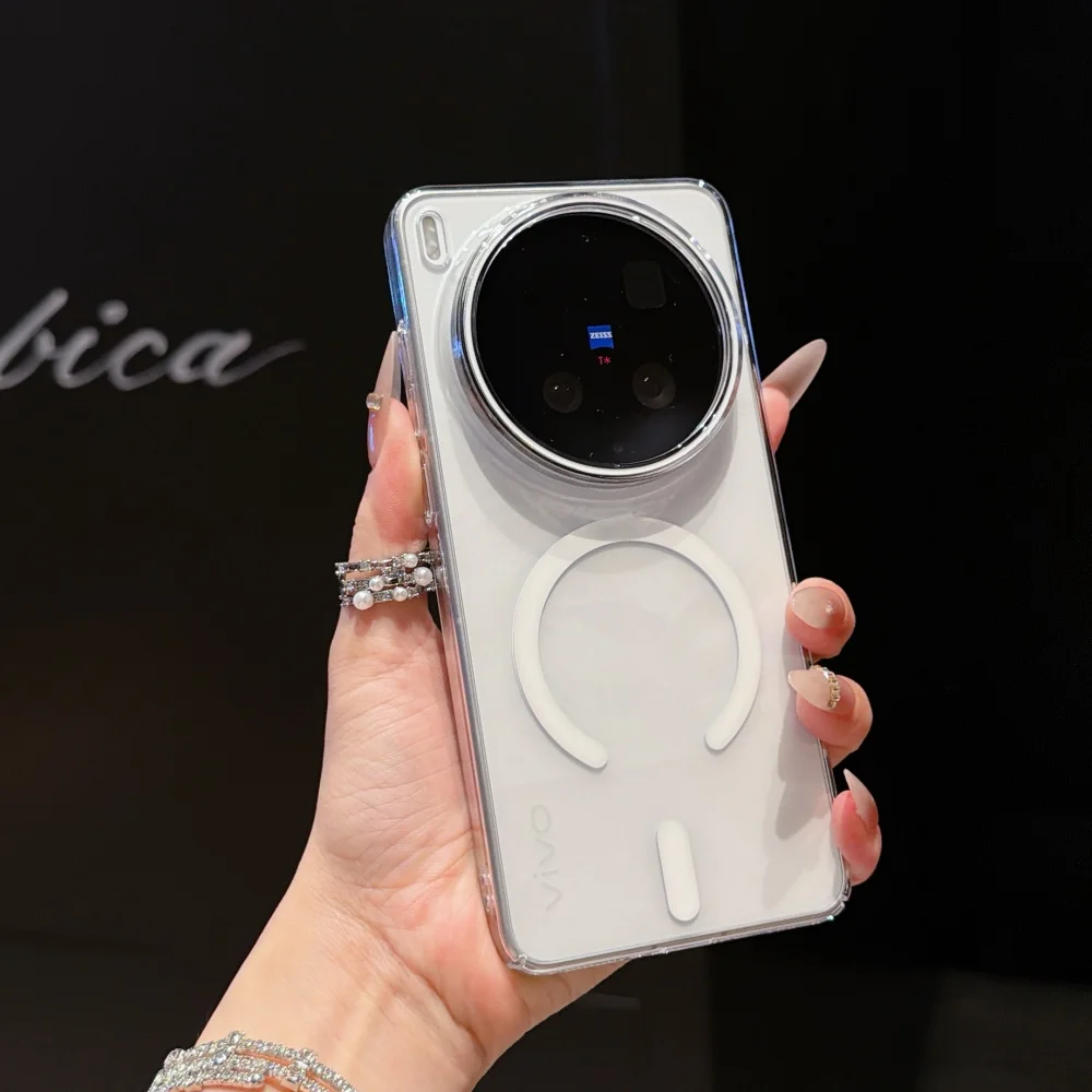 HD Clear Magnetic Phone Case with Shockproof Bumper and Wireless Charging Compatibility