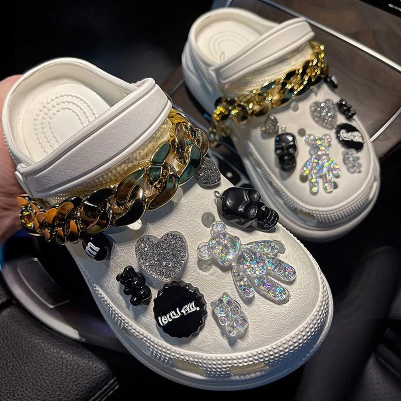 Trendy Rhinestone Croc Charms Designer DIY Quality Women Shoes