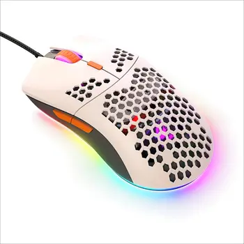 M1 유선 경량 다색 게이밍 마우스, 초경량 벌집 쉘, RGB 백라이트, 노트북 PC용 인체 공학적 6400 DPI, 69g