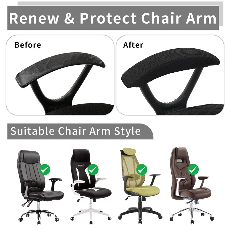1 Pair Waterproofing Chair Armrest Cover Elastic Slipcover Dustproof Chair Elbow Arm Washable Office Computer Chair Arm Covers 3