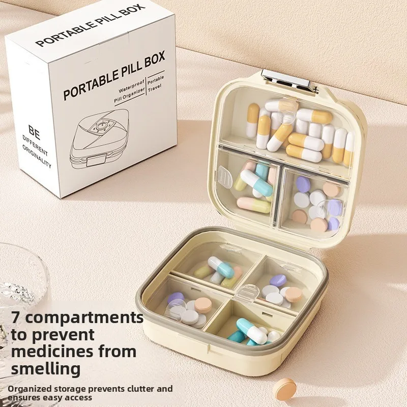 Record Time Medicine Box 7 Days Organizer 7 Grids Weekly Pill Case Portable Pill Cases for Vitamins Medicine Fish Oils Storage