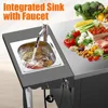Grill Table with Sink, Modular Outdoor Kitchen Island with 100-Gallon Storage Cabinet, 304 Stainless Steel Top,L60” x W25” 4