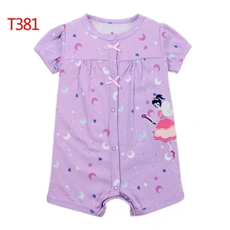 2023 Newborn Baby Girls Rompers Short Sleeved Infant bodysuits pink elephant cats lovely colorful summer cotton kids clothes 6