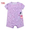2023 Newborn Baby Girls Rompers Short Sleeved Infant bodysuits pink elephant cats lovely colorful summer cotton kids clothes 6