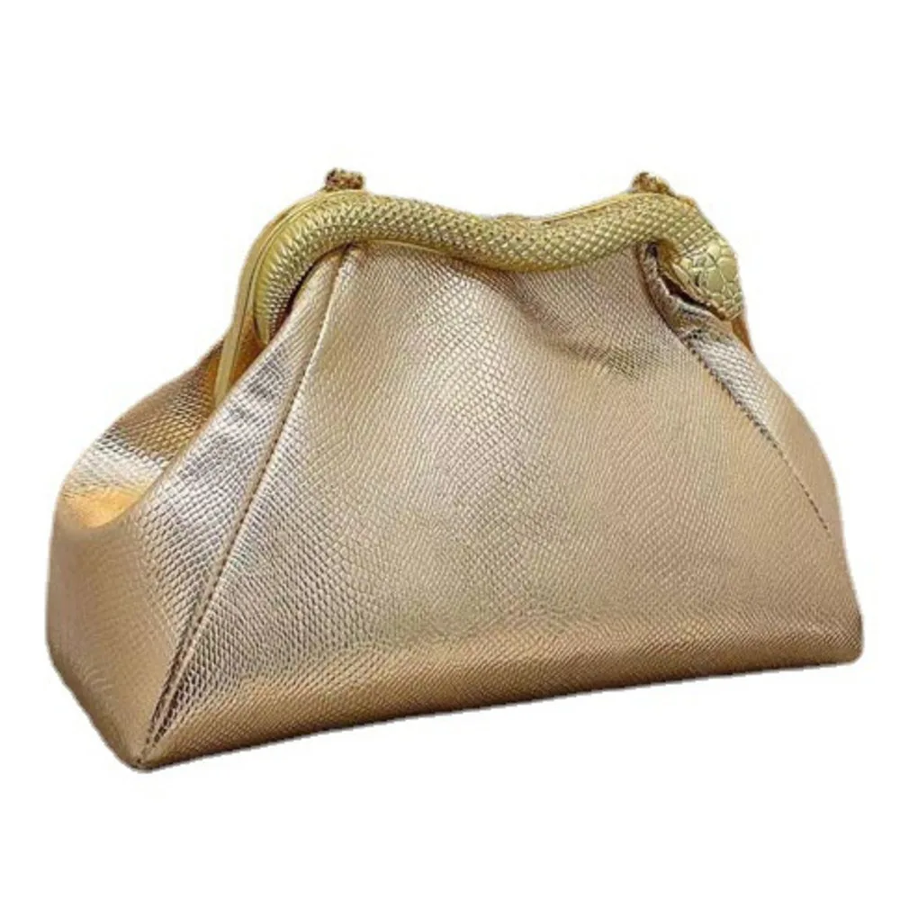 Luxury Brand Women's Shoulder Bag Crossbody Snake Head Button Clutche Y2k Chain Trendy Fashion Street Shooting Office Commuting