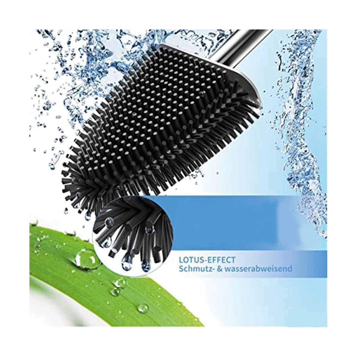 Premium Silicone Toilet Brush - Grey - Toilet Brush Holder with Wall Mounting & Turbo Drying