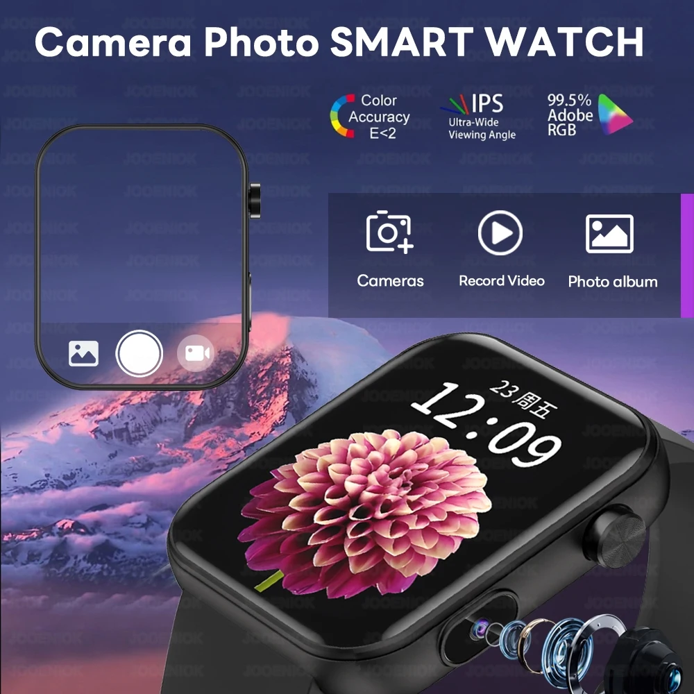 New Smart Watch Women Men Camera Take Photo Record Video Heart rate Sports Fitness Waterproof Bluetooth Call For Android iOS 6