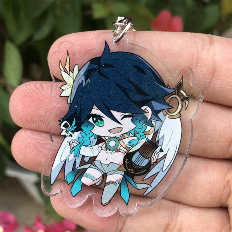 Genshin Impact Zhongli Gorou Barbatos Kaeya Keychain Figure Badge Anime Game Cosplay Accessories action figures toys anime ornament