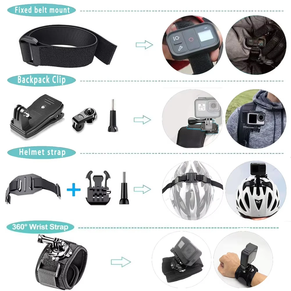 Kit Accessoires Caméra Action 60 en 1 pour GoPro DJI Insta360