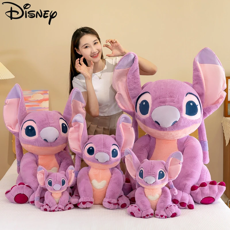 

30/45/60/80cm Disney Cartoon Kawaii Lilo & Stitch Pink Angel Plush Toys Sleeping Pillow Birthday Gifts For Children Friends