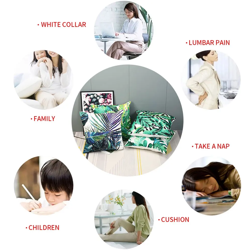 Throw Pillow Covers Waterproof Cushion Throw Pillow Cover breathable comfortable Tropical Plants Decoration Square Pillowcase