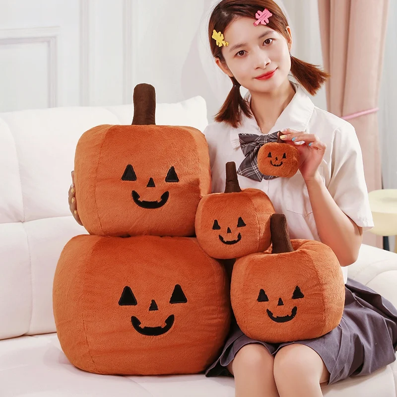 고품질 오렌지색 할로윈 호박 인형 귀여운 호박 플러시 베개 쿠션 휴일 장식 선물 (남아 및 여아용)