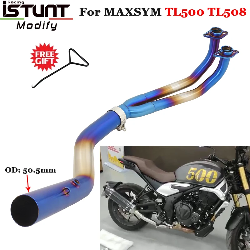 

Slip On For MAXSYM TL500 TL508 TL 500 508 Motorcycle Exhaust Escape Systems Modified Front Middle Link Pipe 51mm Muffler