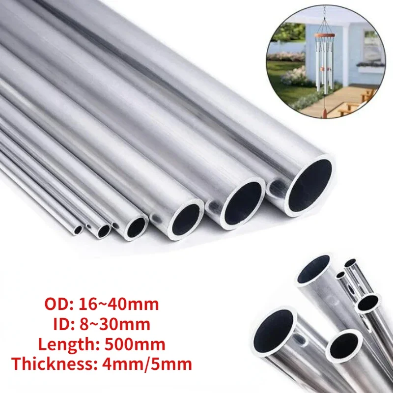 

1pcs Aluminium Pipe Thickness 4mm/5mm OD 16-40mm ID 8~30mm Straight 500mm Long Round 6063 Aluminum Alloy Tube