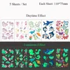 5 Sheets Luminous Tattoo Stickers Temporary Colorful Animal Dinosaur Tattoo Cute Tattoo Stickers Children's Body Tatto 3