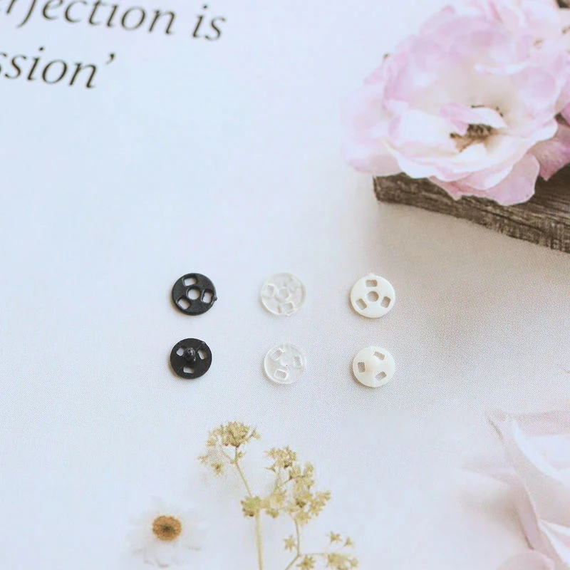 100pcs Tiny 4mm Mini Plastic Round Invisible Snap Button Home DIY Clothes Pajamas White Black Transparent Bag Press Buttons 6