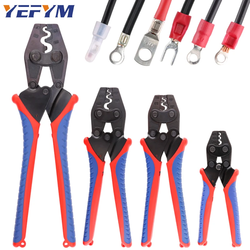 Non-Insulated Terminal Crimping Tools YEJ Ratchet Wire Pliers For Copper Butt/Splice Wire Connectors 1.25-38mm²/AWG 26-2 YEFYM