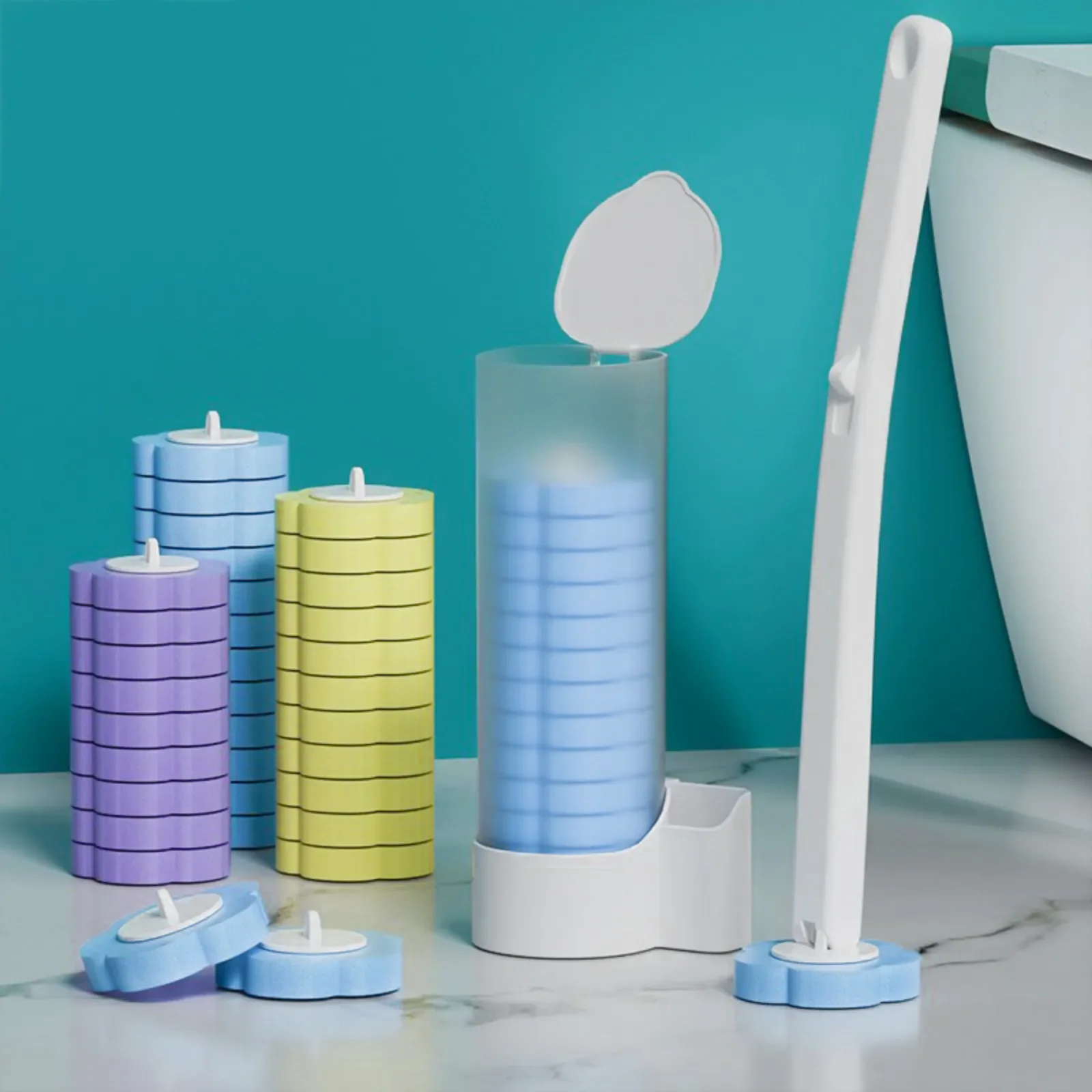 18/36Pcs Toilet Brush With Disposable Replacement Head Kits Upgrade Long Handle Bathroom Cleaning Brush For Home Wc Accessories