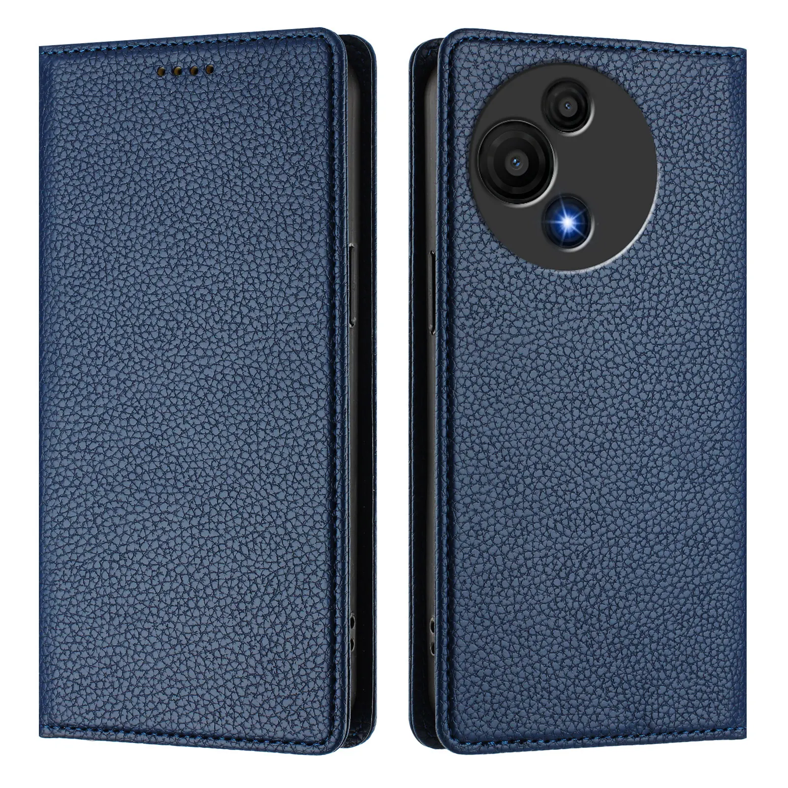 Leather Flip Wallet Case with Strong Magnetic Back, Stand, and Card Holder