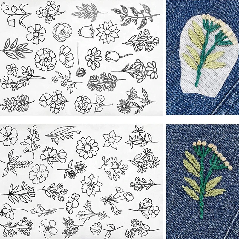 

Hand Embroidery Pattern Stickers Water Soluble Embroidery Stabiliser Transfer Patch Paper For Clothes Backing DIY Craft Making