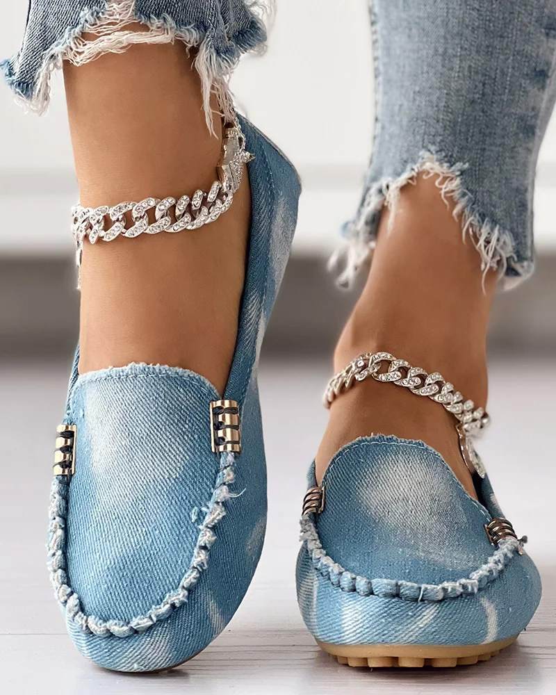 

Women Fashion Casual Daily Wear Shoes Solid Color Flat Summer Ruched Detail Slip-on Casual Work Loafers