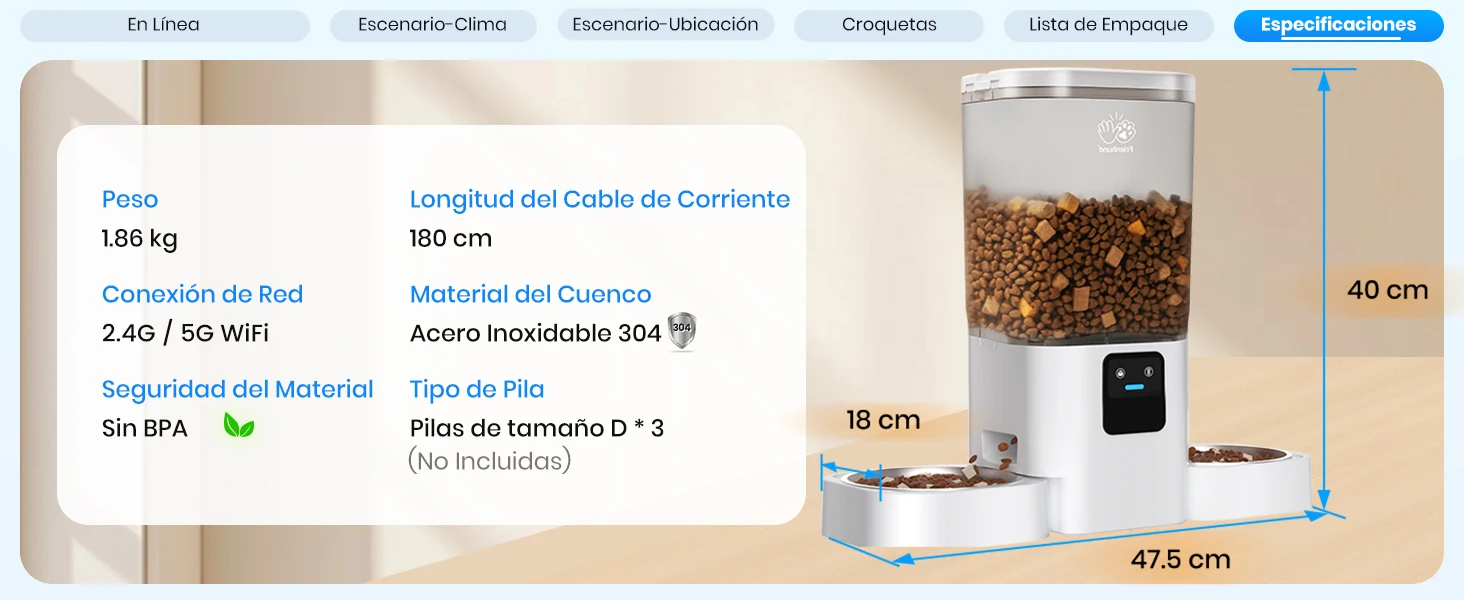 Imágenes de la lista de productos que muestran las medidas y especificaciones en texto en español, incluida la información dimensional y los detalles del producto sobre un fondo blanco.