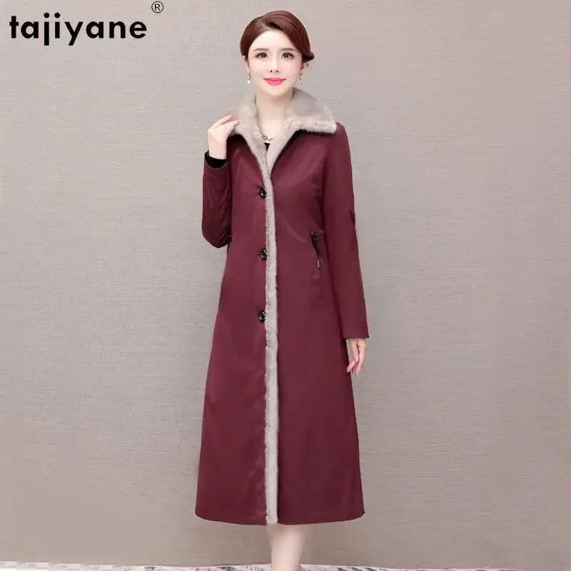 

Tajiyane Real Fur Parka Women Elegant Thickened Jackets Women 2023 Detachable Mink Fur Liner Slim Fur Parkas Woman Warm Coats