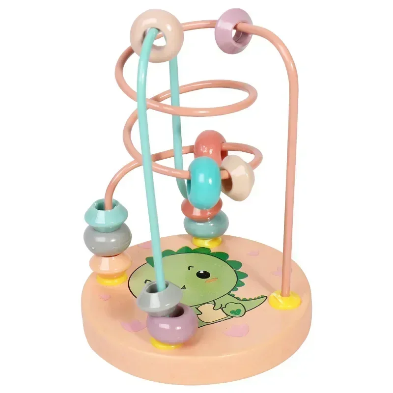 Montessori Wooden Toys Wooden Circles Bead Wire Maze Roller Coaster Educational Wood Puzzles Boys Girls Kid Toys 6+ Months Gifts