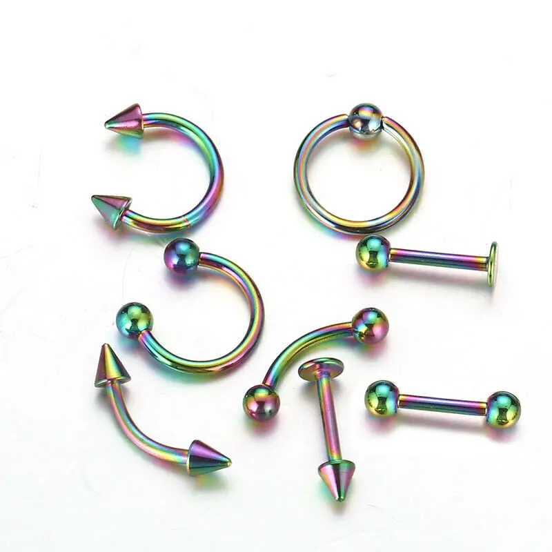 8pcs/lot Steel Ear Piercings Helix Piercings Eyebrow Lip Labret Rings Earring Tragus Barbell Body Jewelry Piercing Jewelry Body Piercing Earrings Ear Piercing Jewelry Metal Jewelry Body Piercing Jewelry Body Jewelry