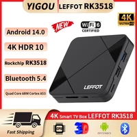 LEFFOT RK3518 Android 14.0 Smart TV Box RK3518 4K с Wi-Fi 6 Smart 3D Google Assistant Netflix YouTube BT5.4 Smart TV Box