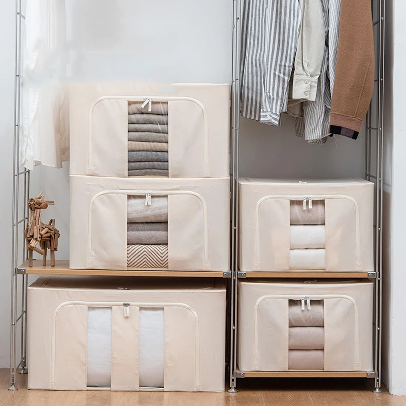 

Fabric Foldable Storage Organizer Large Capacity Home Storage Box for Clothes Quilt Blanket Wardrobe Clothing Organizer