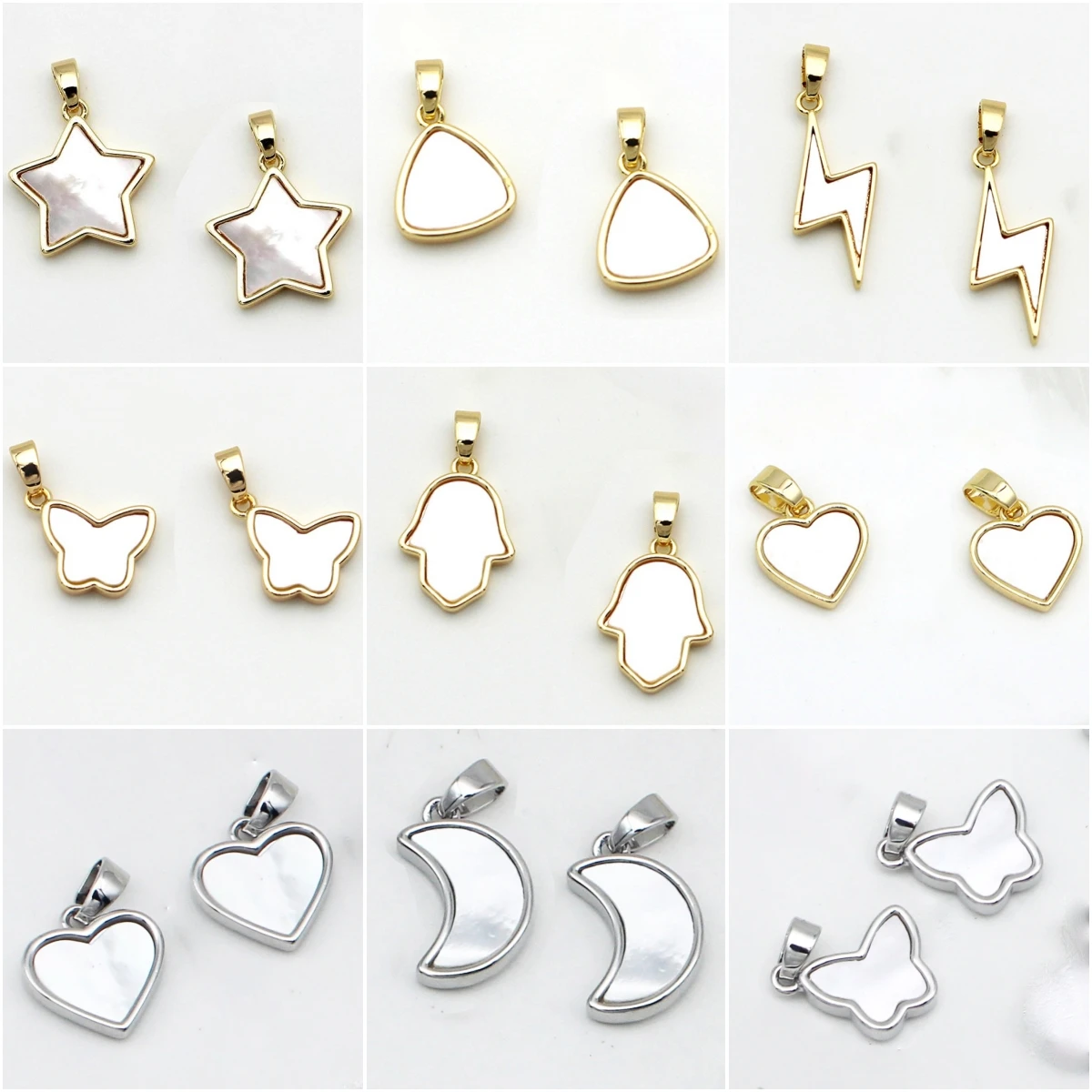 2 Stück 18K vergoldetes Messing natürliche Muschel Herz Anhänger Charms für Schmuckherstellung Zubehör DIY Halskette Herstellung Zubehör