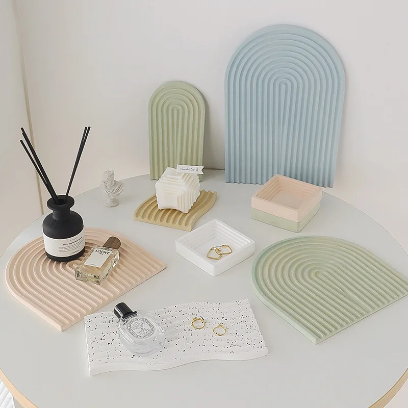 Arched Wave Coaster Tray Silicone Mold Resin Coaster Mold Concrete Jewelry storage box Molds storageTray Candle Holder