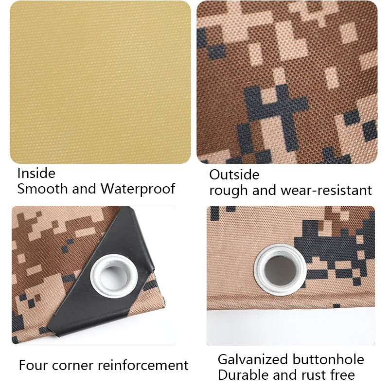 Waterproof Sunshade Sail Anti-UV Thicken Shade Canopy Large Awning Tarp Oxford Outdoor Camping Garden Patio Yard Desert Digital 4