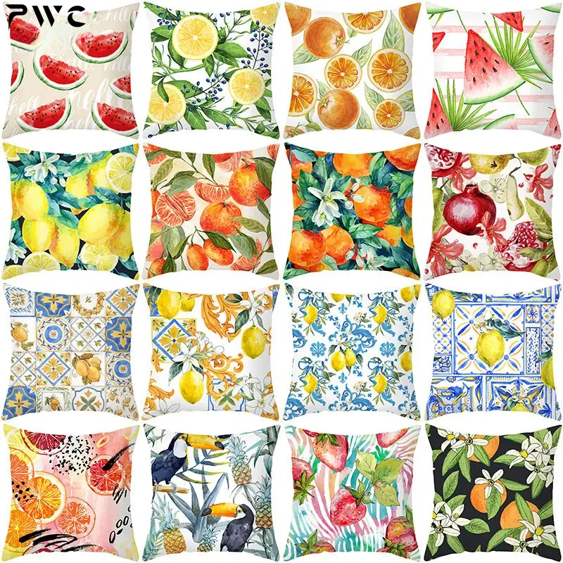 

Hawaii Tropical Fruit Pillowcase for Pillows Summer Leaf Pillow Case Decorative Cushions for Elegant Garden Chair Pillow 45x45