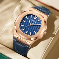 Classic Business High Quality Men's Quartz Watch ONOLA Genuine Leather Waterproof Watches Men Clock
