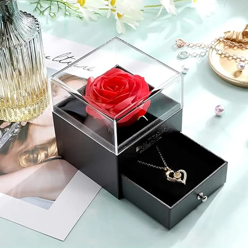 Eternal Artificial Flower Gift Box Jewelry Packing Empty Box for Mother's Day,Valentines Day,Birthday,Wedding Decoration Supply