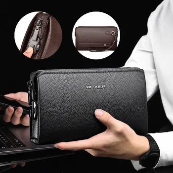Pochette da uomo nuova Portafoglio lungo in pelle PU di fascia alta Portafoglio lungo con slot per schede multiple di grande capacità Borsa da polso con password Borsa per telefono antifurto 1