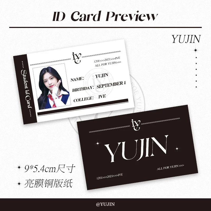 6pcs/Set New KPOP IVE ID Cards HD High Quality Printed Photo Card Wonyoung Yujin Liz Gaeul Rei Leeseo Fans Gift