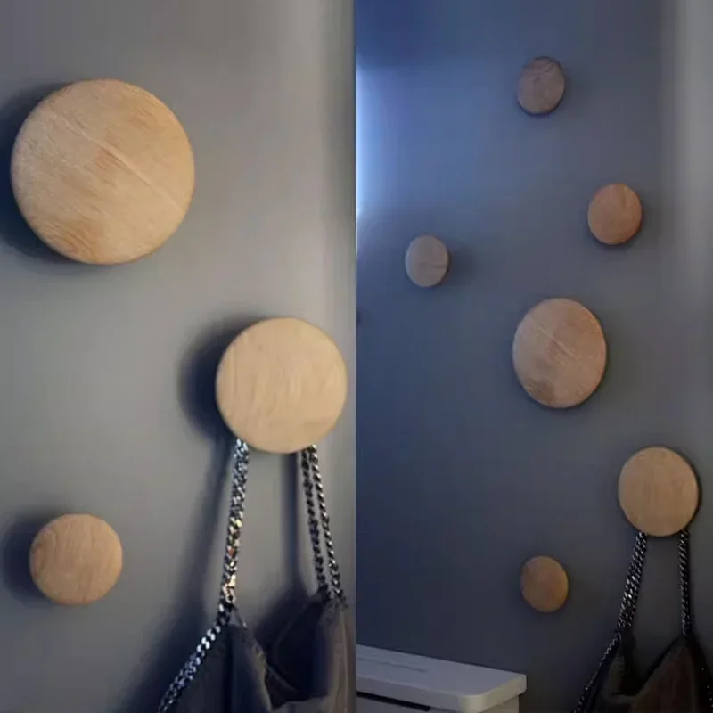 Wall Hanger Wooden Towel Hooks Pretty Living Room Wall Decor Wood Round Clothes Rack Wall Coat Hanger Mushroom Clothes Hook 5