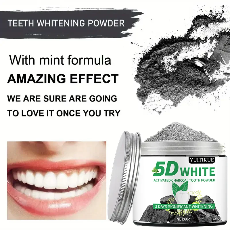 Bamboo Charcoal Teeth Whitening Powder - Natural Whitening for Men and Women Deep Clean, Fresh Breath Toothpaste for Daily Use