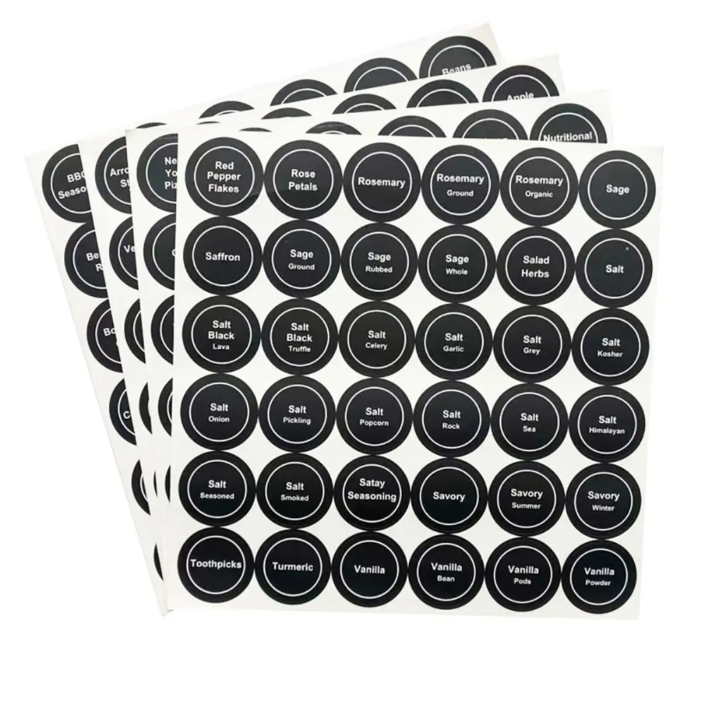 Label Stickers 5 Sheets 180Pcs/set Blackboard Chalkboard Spice Labels for Kitchen Storage Organizer Round Mason Jars