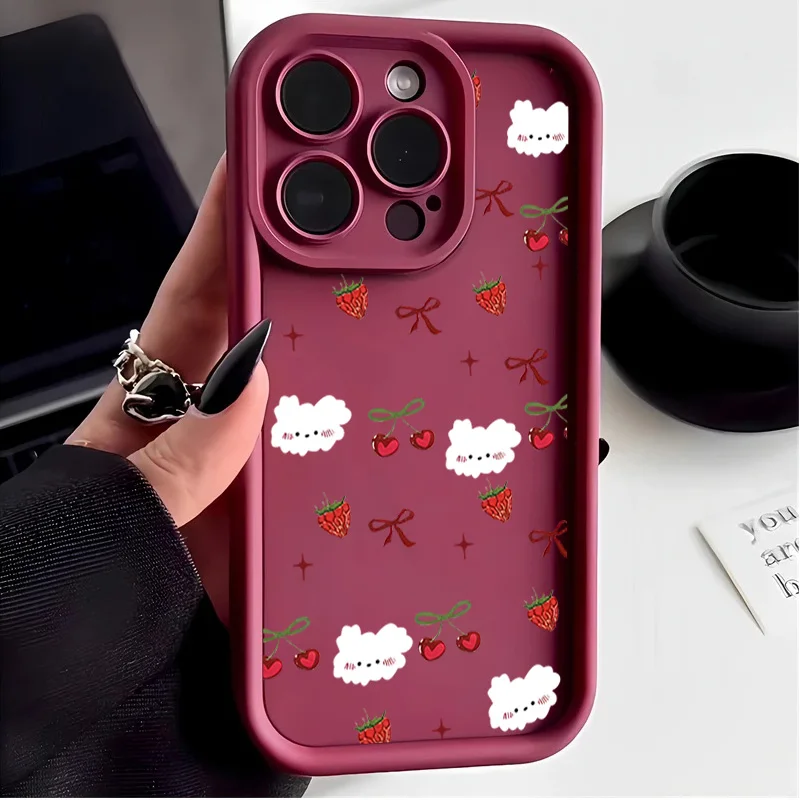 Red Strawberry Cherry Fruit Bow Phone Case