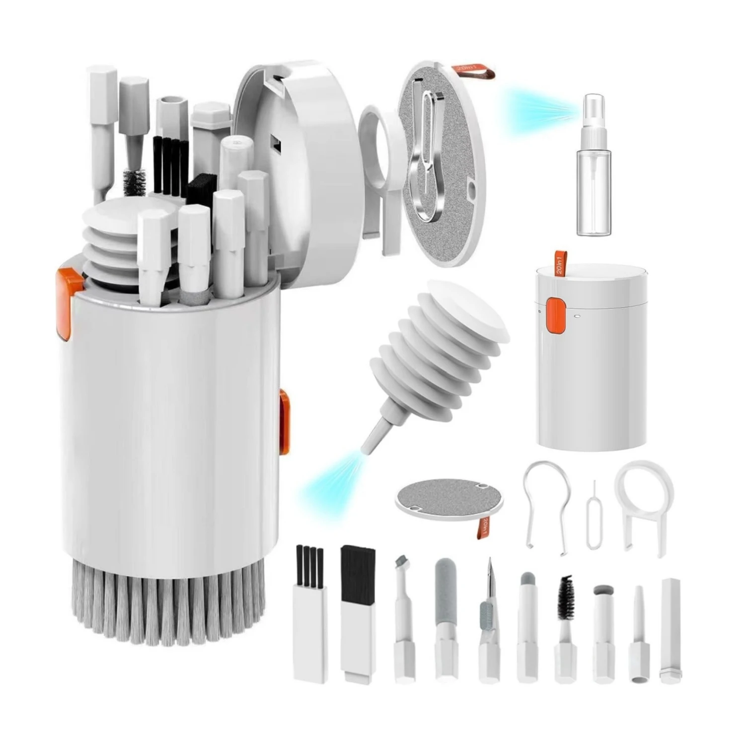 Kit di pulizia per telefono multifunzionale 20 in 1 Mini strumento portatile per spazzola di pulizia per iPhone AirPods Tastiere meccaniche Scree per telefono - Image 6