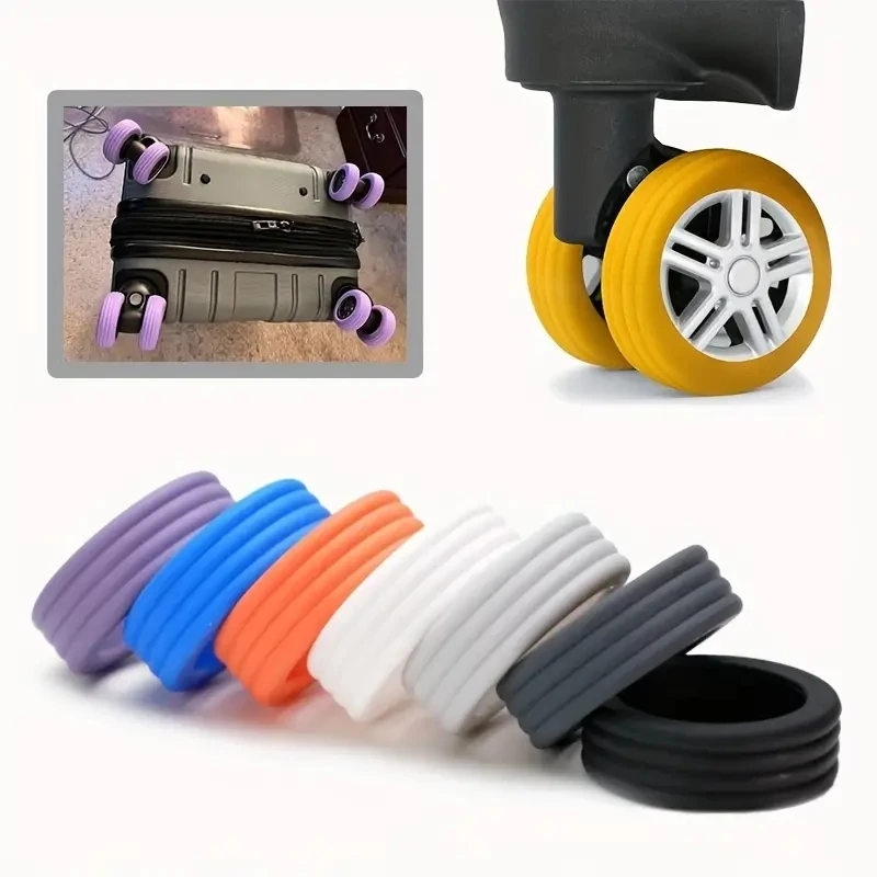 8/24pcs Silicone Luggage Wheel Protecter Travel Rolling Suitcase Trolley Caster Shoes Reduce Noise Silence Cover Bag Accessories