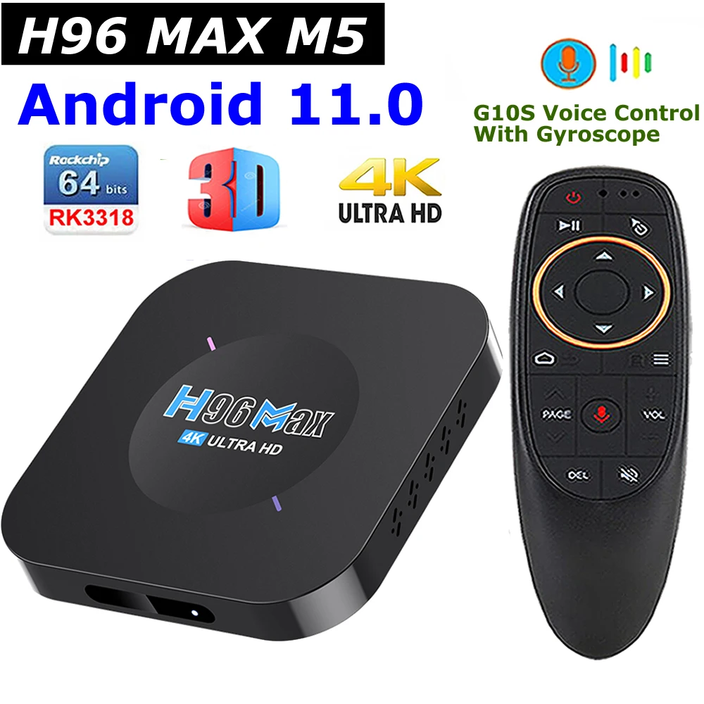 

Android 11 TV box H96 MAX M5 Rockchip RK3318 2GB 16GB 4K Wifi 3D Media Player 1GB 8GB Google Voice Control Set Top Box