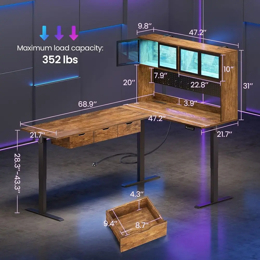 Standing L-Shaped Computer Desk