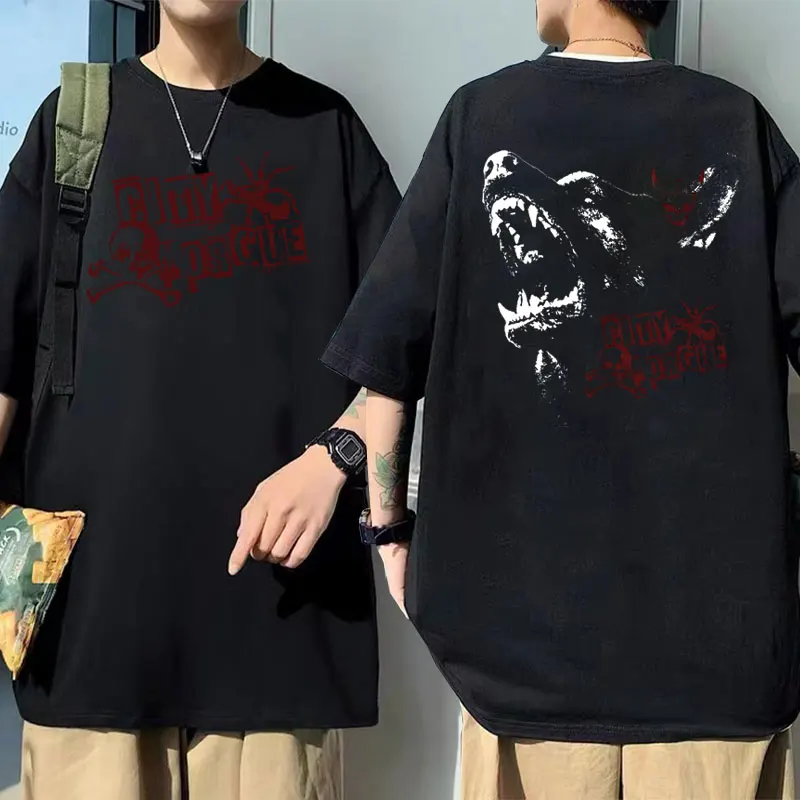 

Rapper City Morgue Double Sided Print T-shirt Men Women's Hip Hop Oversized Tshirt Tops Short Sleeve Male Vintage Gothic T Shirt