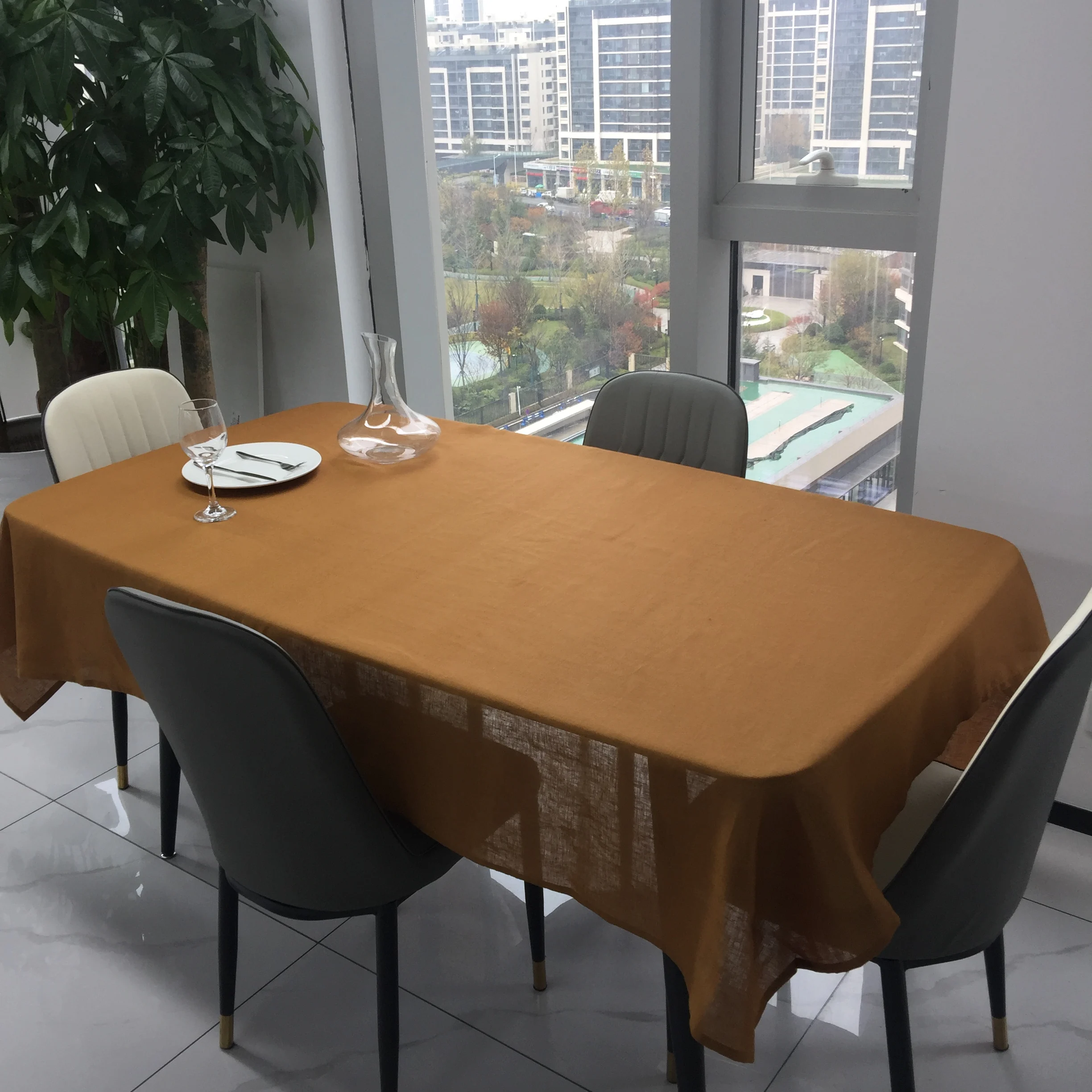 

100% Pure Linen Solid Color Table Cover,Natural Fabric Tablecloth,for Kitchen Dining Room Party Holiday Tabletop Decoration